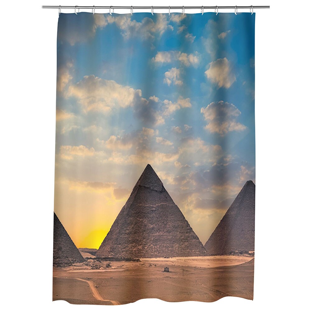 Perdea Dus, Cada, pentru Baie, Heartwork, Piramidele din Egipt la apus, Model Multicolor, Decoratiuni Baie, 150 x 200 cm