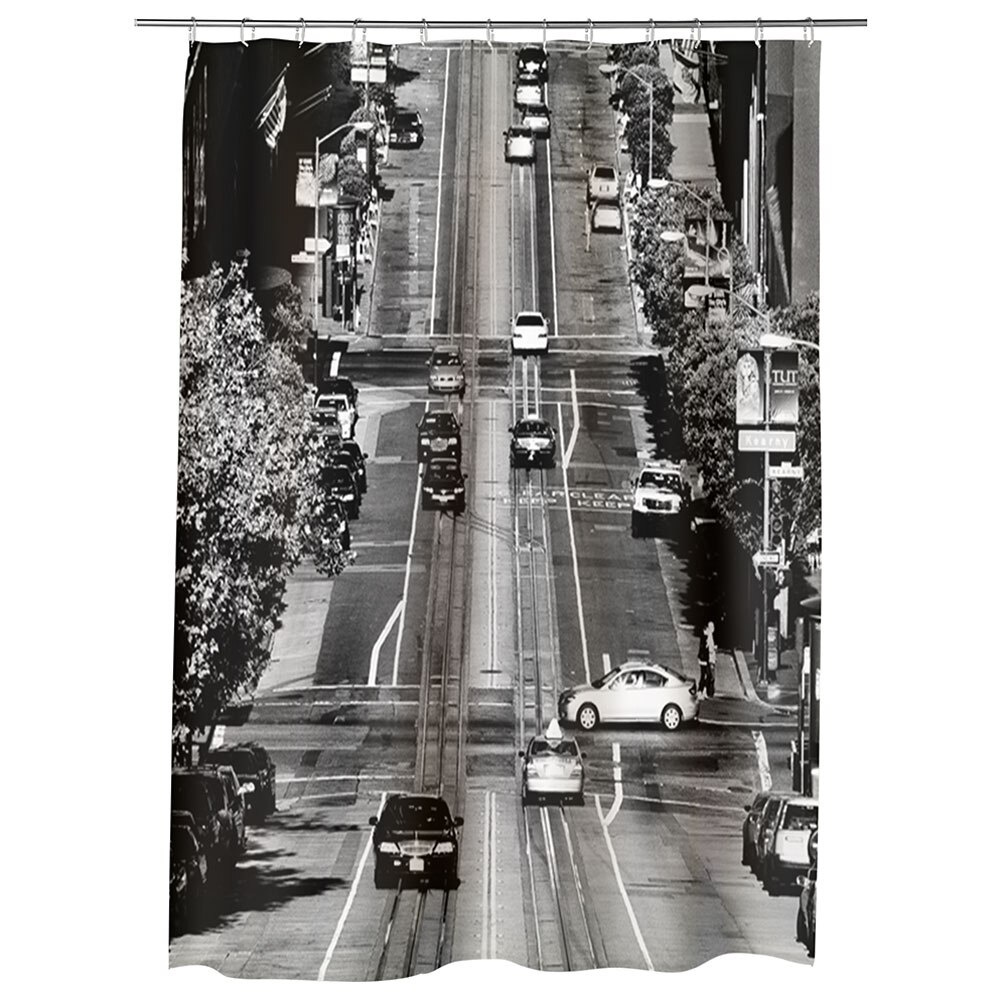 Perdea Dus, Cada, pentru Baie, Heartwork, Strada in California, Model Multicolor, Decoratiuni Baie, 150 x 200 cm