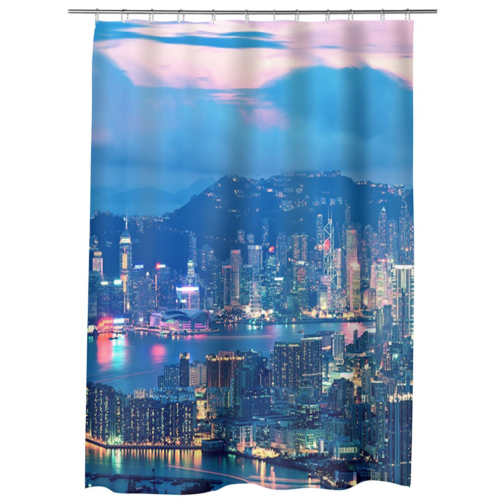 Perdea Dus, Cada, pentru Baie, Heartwork, Lumini in Hong Kong, Model Multicolor, Decoratiuni Baie, 150 x 200 cm