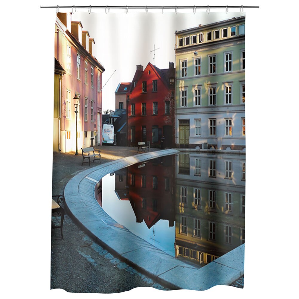 Perdea Dus, Cada, pentru Baie, Heartwork, Granita Suedia si Norvegia, Model Multicolor, Decoratiuni Baie, 150 x 200 cm