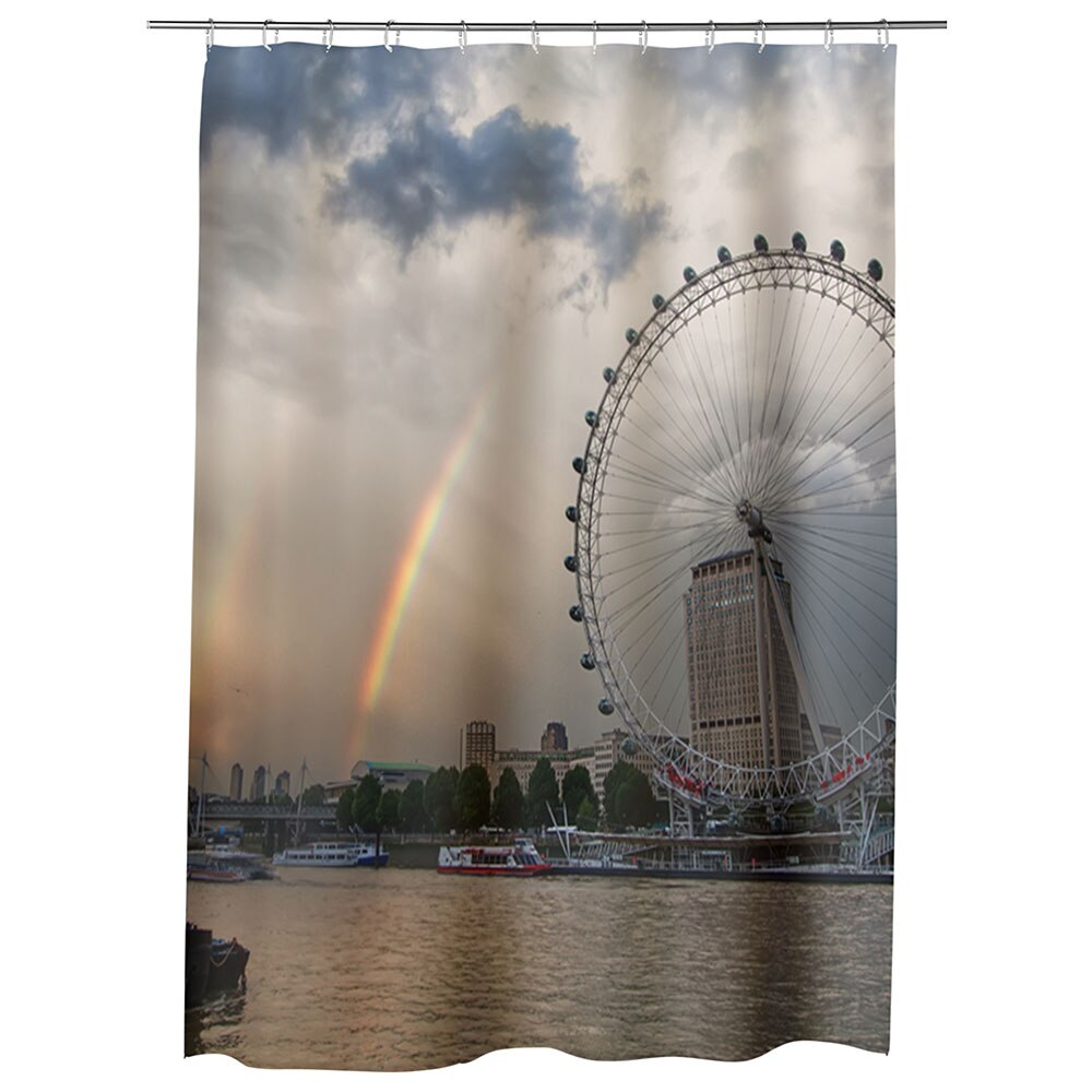 Perdea Dus, Cada, pentru Baie, Heartwork, Curcubeu in Londra, Model Multicolor, Decoratiuni Baie, 150 x 200 cm