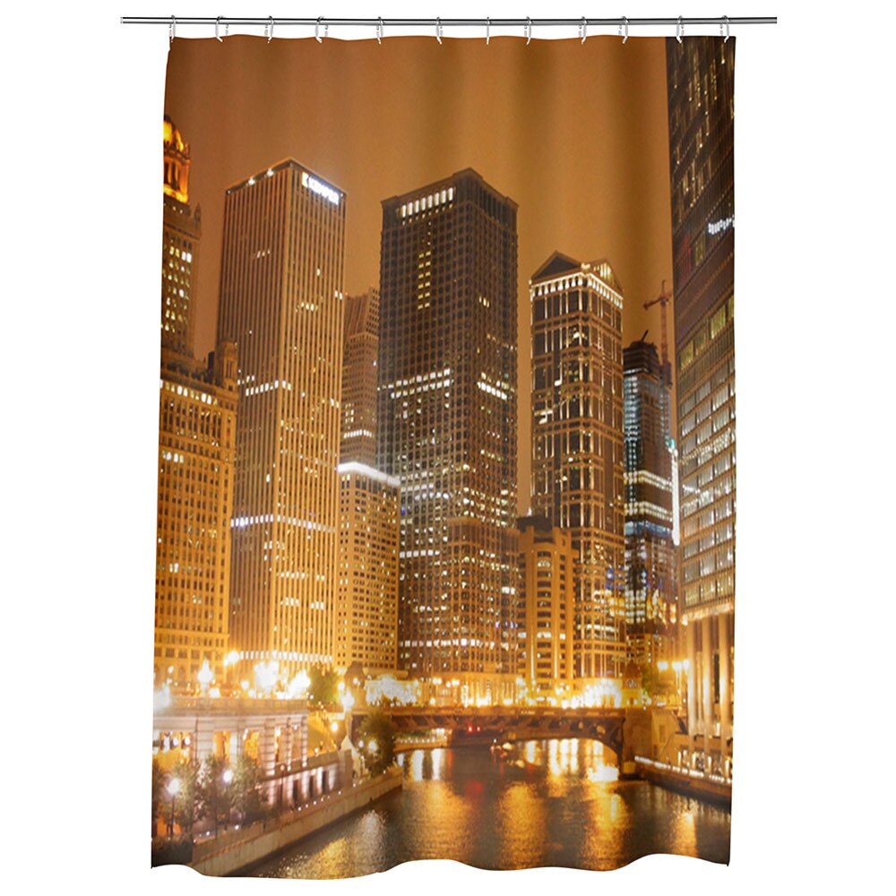 Perdea Dus, Cada, pentru Baie, Heartwork, Raul din Chicago noaptea, Model Multicolor, Decoratiuni Baie, 150 x 200 cm