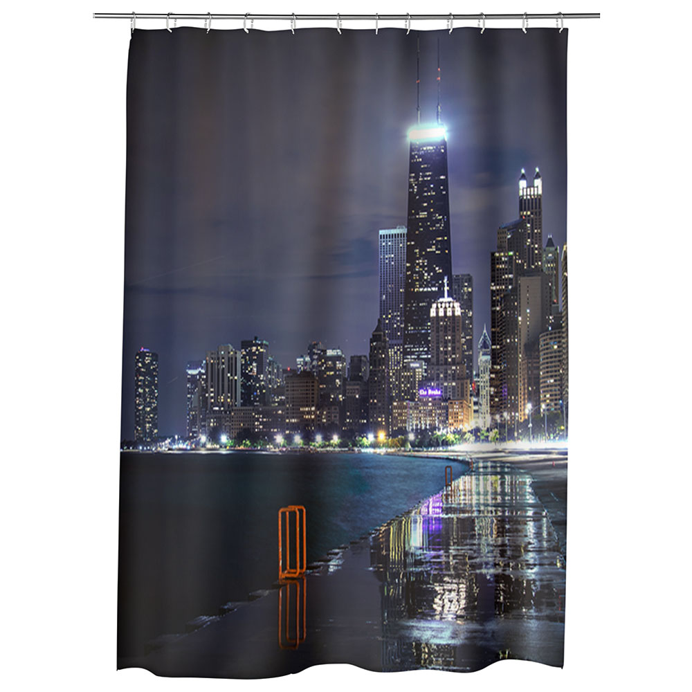 Perdea Dus, Cada, pentru Baie, Heartwork, Chicago Illinois, Model Multicolor, Decoratiuni Baie, 150 x 200 cm