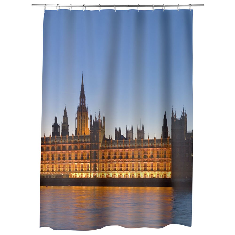 Perdea Dus, Cada, pentru Baie, Heartwork, Parlamentul din Londra, Model Multicolor, Decoratiuni Baie, 150 x 200 cm