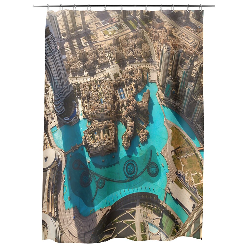Perdea Dus, Cada, pentru Baie, Heartwork, Dubai la inaltime, Model Multicolor, Decoratiuni Baie, 150 x 200 cm