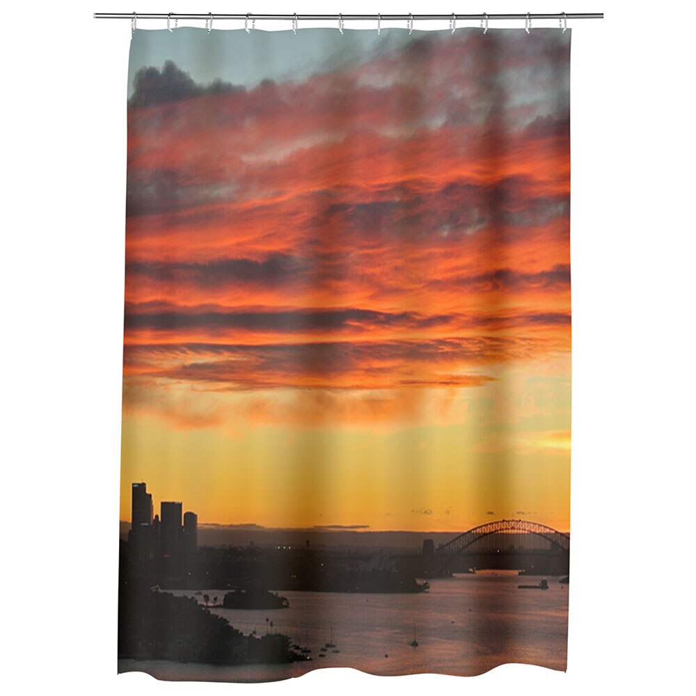 Perdea Dus, Cada, pentru Baie, Heartwork, Nori colorati la apus, Model Multicolor, Decoratiuni Baie, 150 x 200 cm