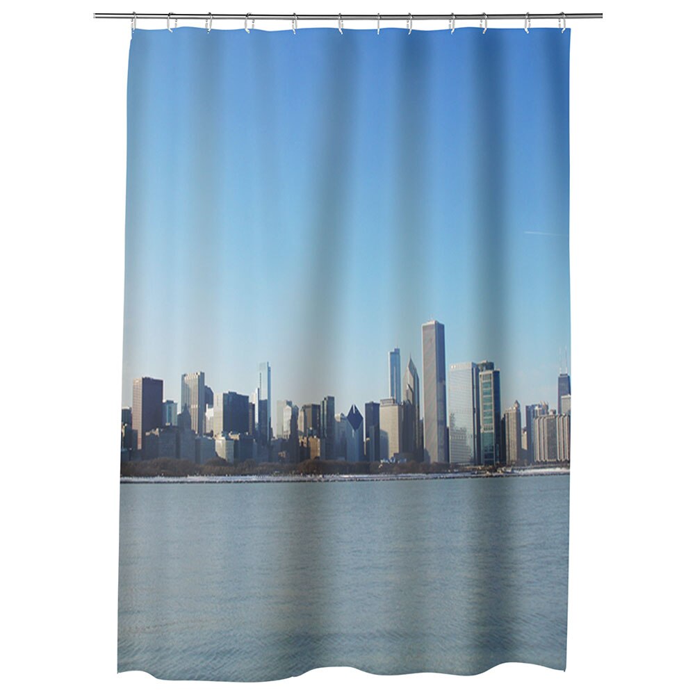 Perdea Dus, Cada, pentru Baie, Heartwork, Chicago in departare, Model Multicolor, Decoratiuni Baie, 150 x 200 cm