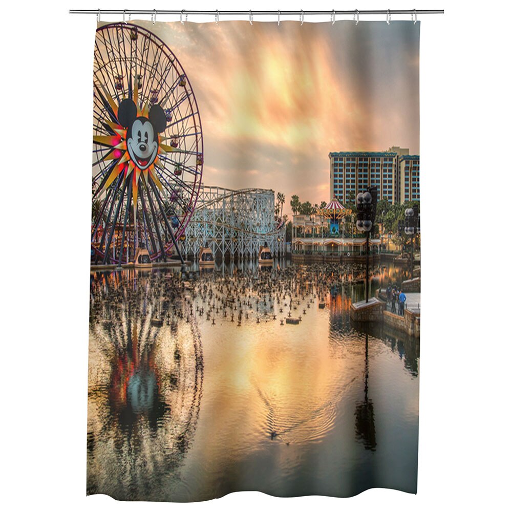 Perdea Dus, Cada, pentru Baie, Heartwork, Roata in California SUA, Model Multicolor, Decoratiuni Baie, 150 x 200 cm