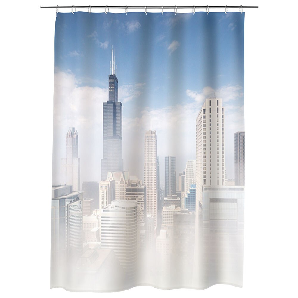 Perdea Dus, Cada, pentru Baie, Heartwork, Ceata in Chicago, Model Multicolor, Decoratiuni Baie, 150 x 200 cm