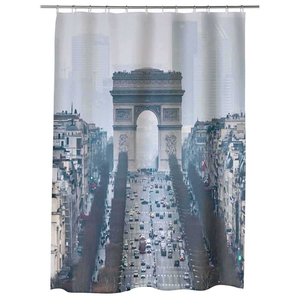 Perdea Dus, Cada, pentru Baie, Heartwork, Arcul de Triumf Paris Franta, Model Multicolor, Decoratiuni Baie, 150 x 200 cm
