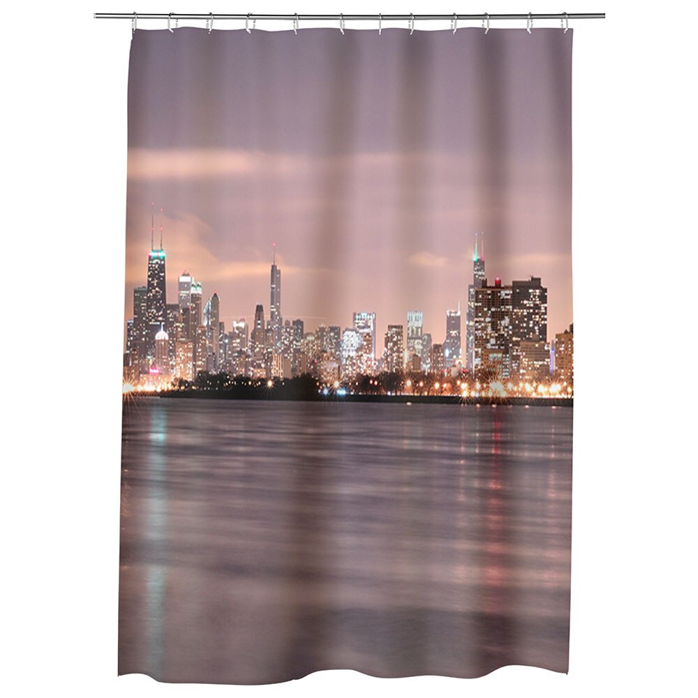 Perdea Dus, Cada, pentru Baie, Heartwork, Apus Chicago, Model Multicolor, Decoratiuni Baie, 150 x 200 cm