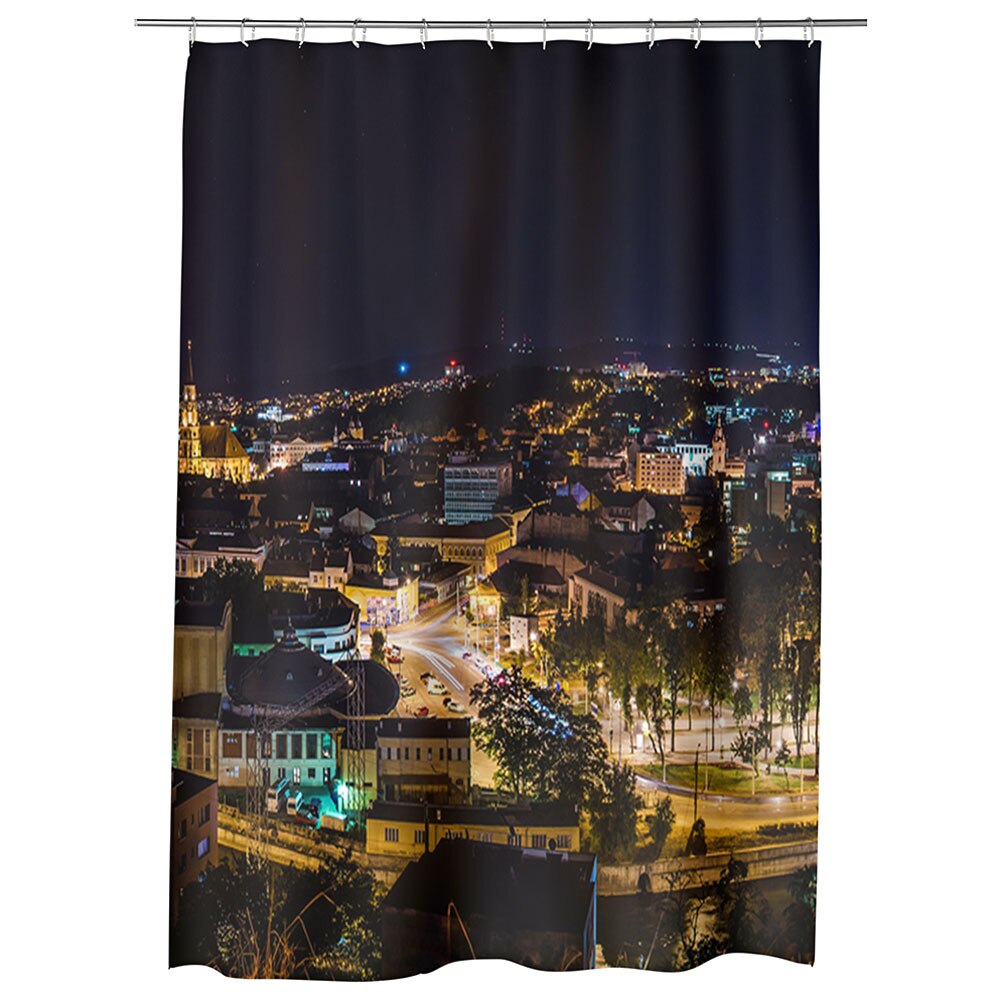 Perdea Dus, Cada, pentru Baie, Heartwork, Cluj noaptea, Model Multicolor, Decoratiuni Baie, 150 x 200 cm