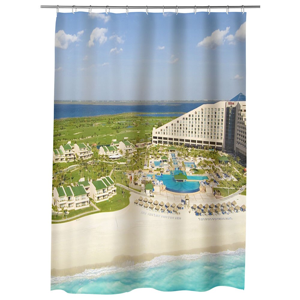 Perdea Dus, Cada, pentru Baie, Heartwork, Cancun Mexic, Model Multicolor, Decoratiuni Baie, 150 x 200 cm