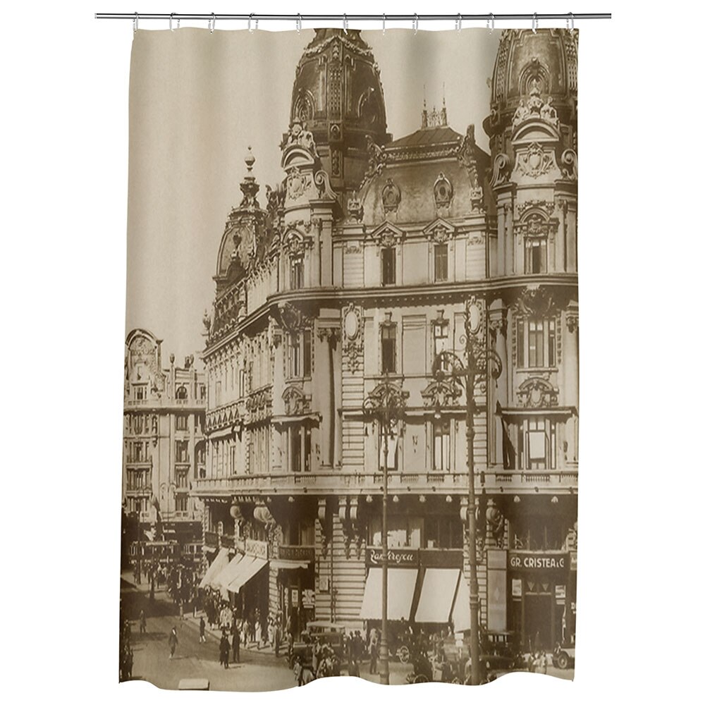 Perdea Dus, Cada, pentru Baie, Heartwork, Piata palatului regal Bucuresti, Model Multicolor, Decoratiuni Baie, 150 x 200 cm