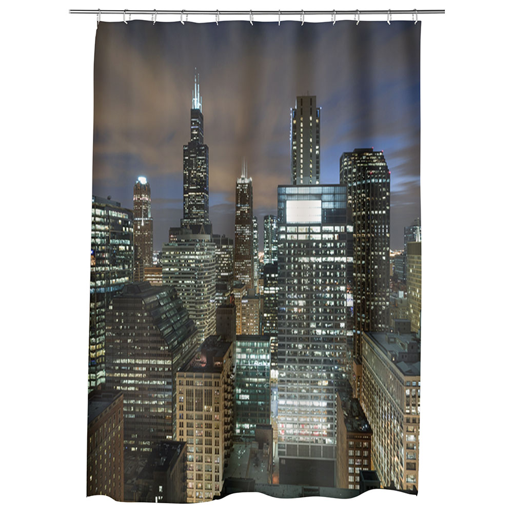 Perdea Dus, Cada, pentru Baie, Heartwork, Chicago USA, Model Multicolor, Decoratiuni Baie, 150 x 200 cm