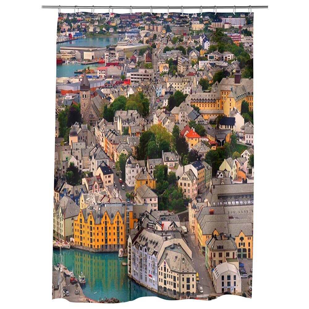 Perdea Dus, Cada, pentru Baie, Heartwork, Port in Norvegia, Model Multicolor, Decoratiuni Baie, 150 x 200 cm