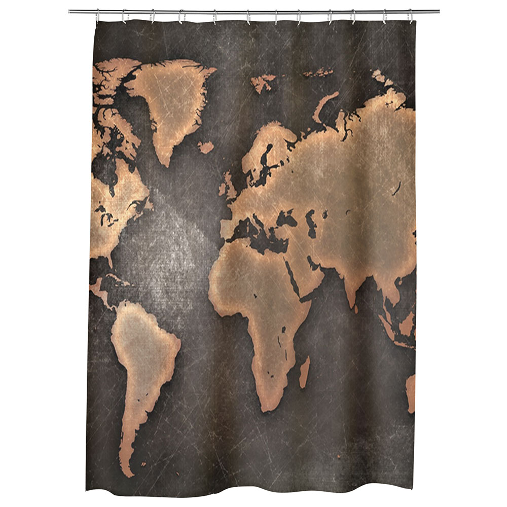 Perdea Dus, Cada, pentru Baie, Heartwork, Harta lumii abstract, Model Multicolor, Decoratiuni Baie, 150 x 200 cm