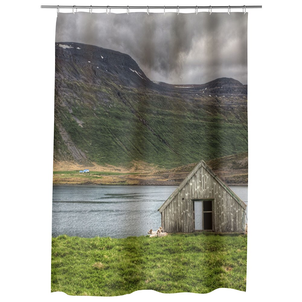 Perdea Dus, Cada, pentru Baie, Heartwork, Cabanuta, Model Multicolor, Decoratiuni Baie, 150 x 200 cm