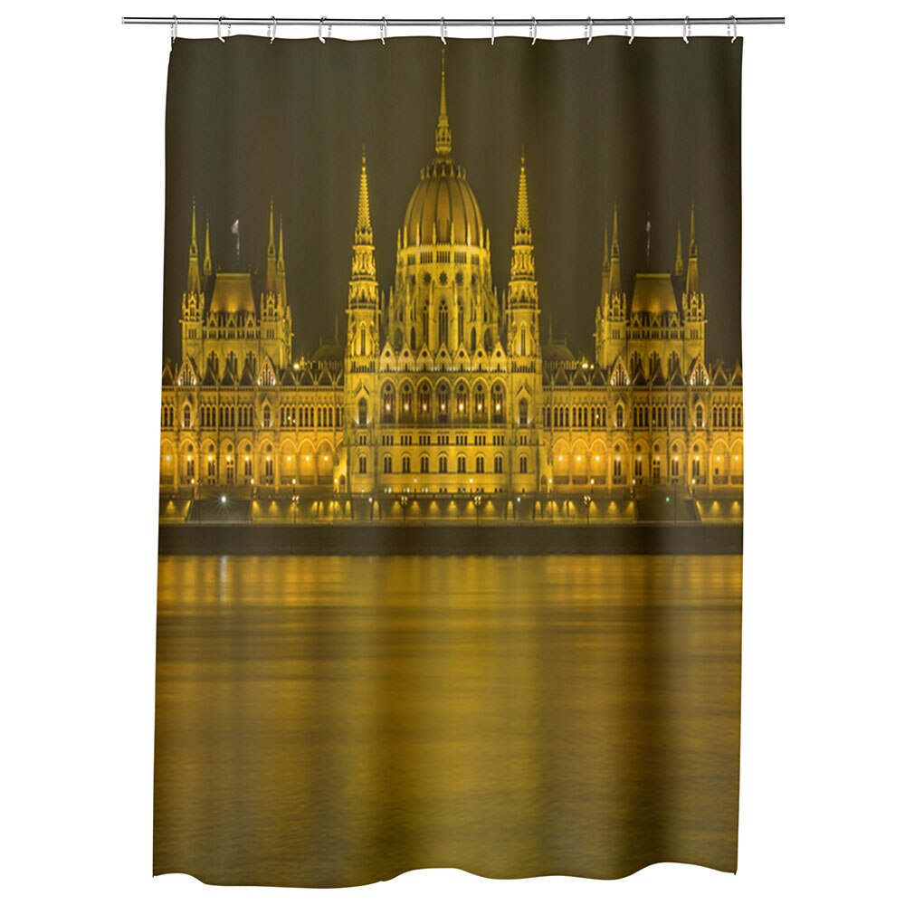 Perdea Dus, Cada, pentru Baie, Heartwork, Parlamentul peste Dunare in Budapesta, Model Multicolor, Decoratiuni Baie, 150 x 200 cm