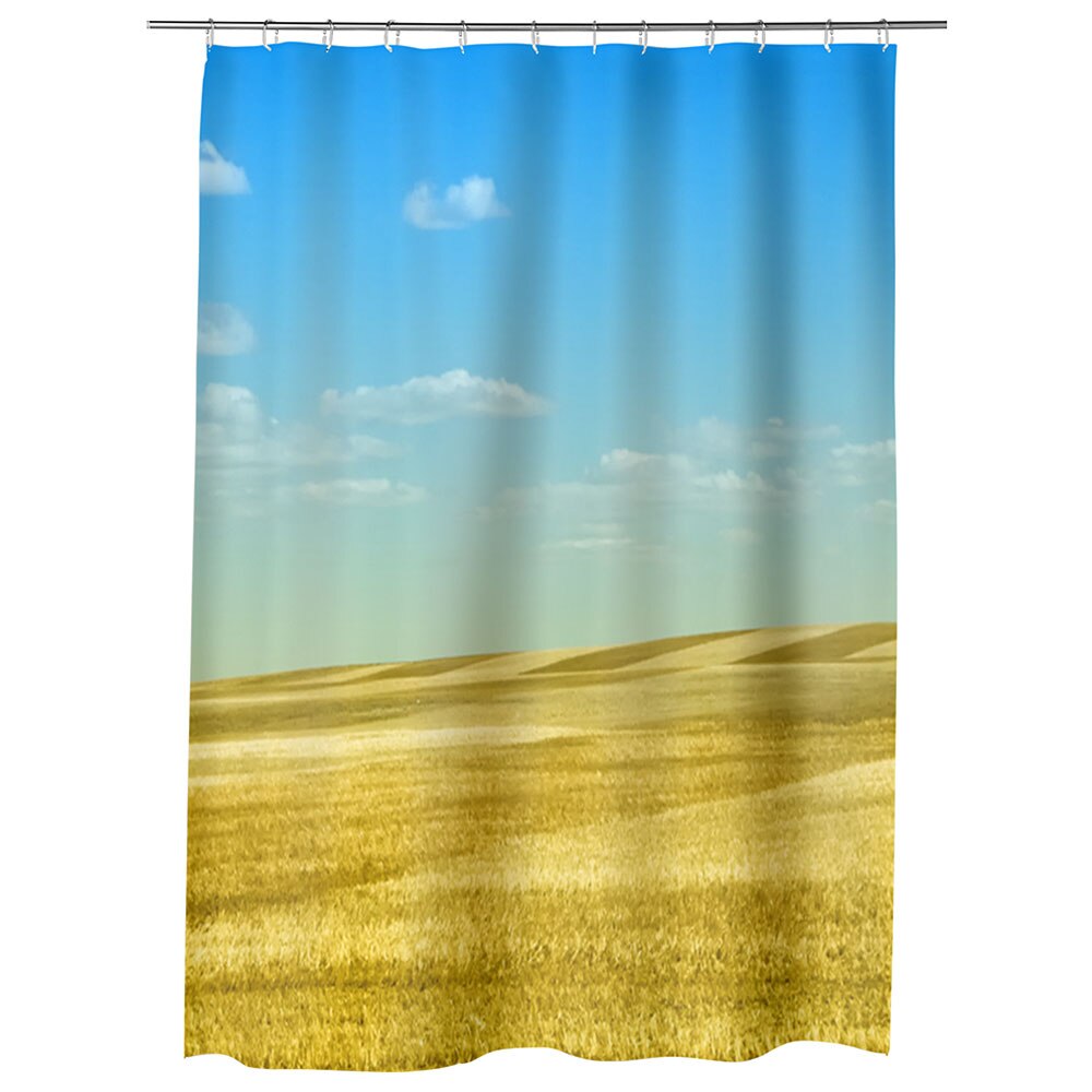 Perdea Dus, Cada, pentru Baie, Heartwork, Peisaj galben, Model Multicolor, Decoratiuni Baie, 150 x 200 cm