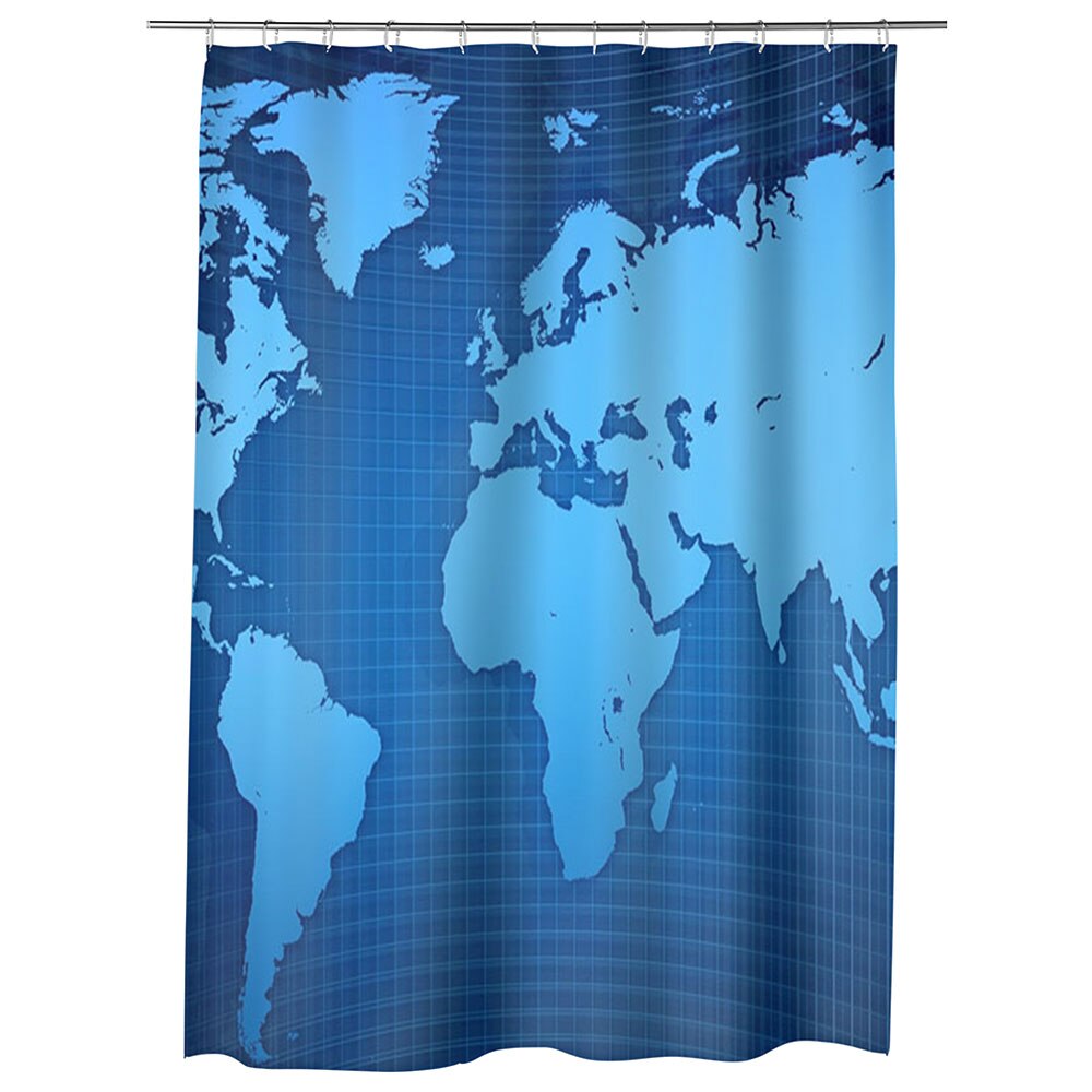 Perdea Dus, Cada, pentru Baie, Heartwork, Harta lumii albastra, Model Multicolor, Decoratiuni Baie, 150 x 200 cm