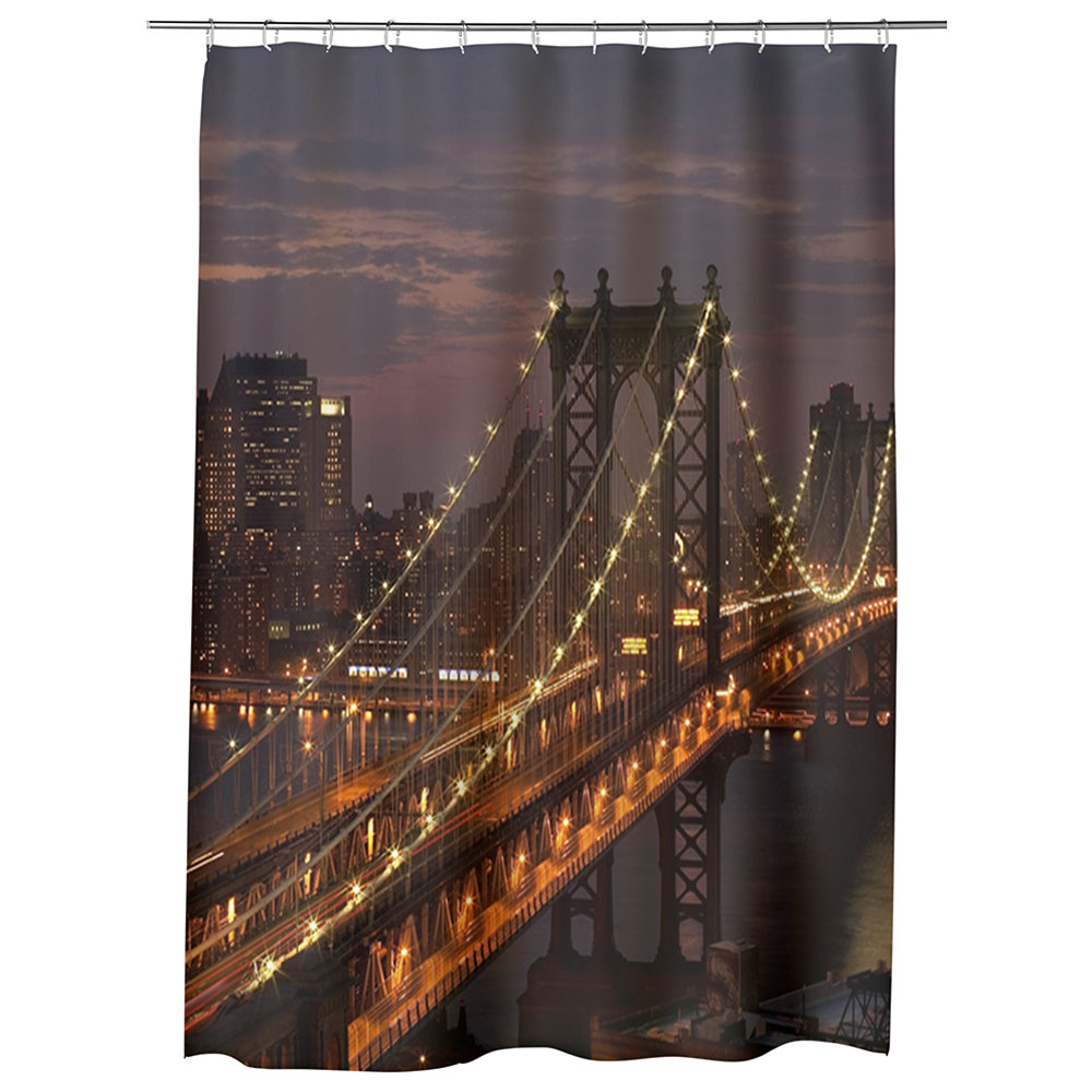 Perdea Dus, Cada, pentru Baie, Heartwork, Lumini pe pod, Model Multicolor, Decoratiuni Baie, 150 x 200 cm