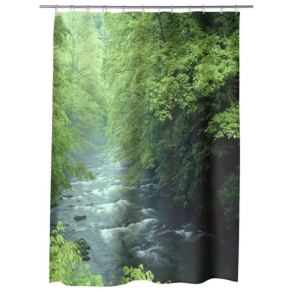 Perdea Dus, Cada, pentru Baie, Heartwork, Rau la munte, Model Multicolor, Decoratiuni Baie, 150 x 200 cm