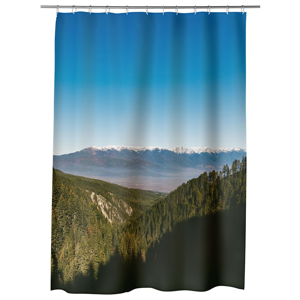 Perdea Dus, Cada, pentru Baie, Heartwork, Brazi peste dealuri, Model Multicolor, Decoratiuni Baie, 150 x 200 cm