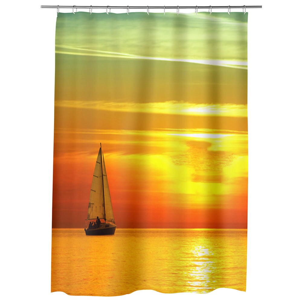 Perdea Dus, Cada, pentru Baie, Heartwork, Barca cu panze, Model Multicolor, Decoratiuni Baie, 150 x 200 cm