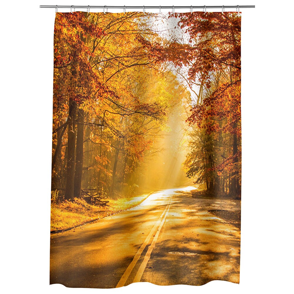 Perdea Dus, Cada, pentru Baie, Heartwork, Drum tomnatic, Model Multicolor, Decoratiuni Baie, 150 x 200 cm