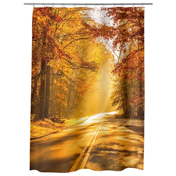 Perdea Dus, Cada, pentru Baie, Heartwork, Drum tomnatic, Model Multicolor, Decoratiuni Baie, 150 x 200 cm Perdea Dus, Cada, pentru Baie, Heartwork, Drum tomnatic, Model Multicolor, Decoratiuni Baie, 150 x 200 cm