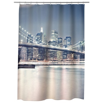Perdea Dus, Cada, pentru Baie, Heartwork, Podul Brooklyn noaptea New york, Model Multicolor, Decoratiuni Baie, 150 x 200 cm Perdea Dus, Cada, pentru Baie, Heartwork, Podul Brooklyn noaptea New york, Model Multicolor, Decoratiuni Baie, 150 x 200 cm