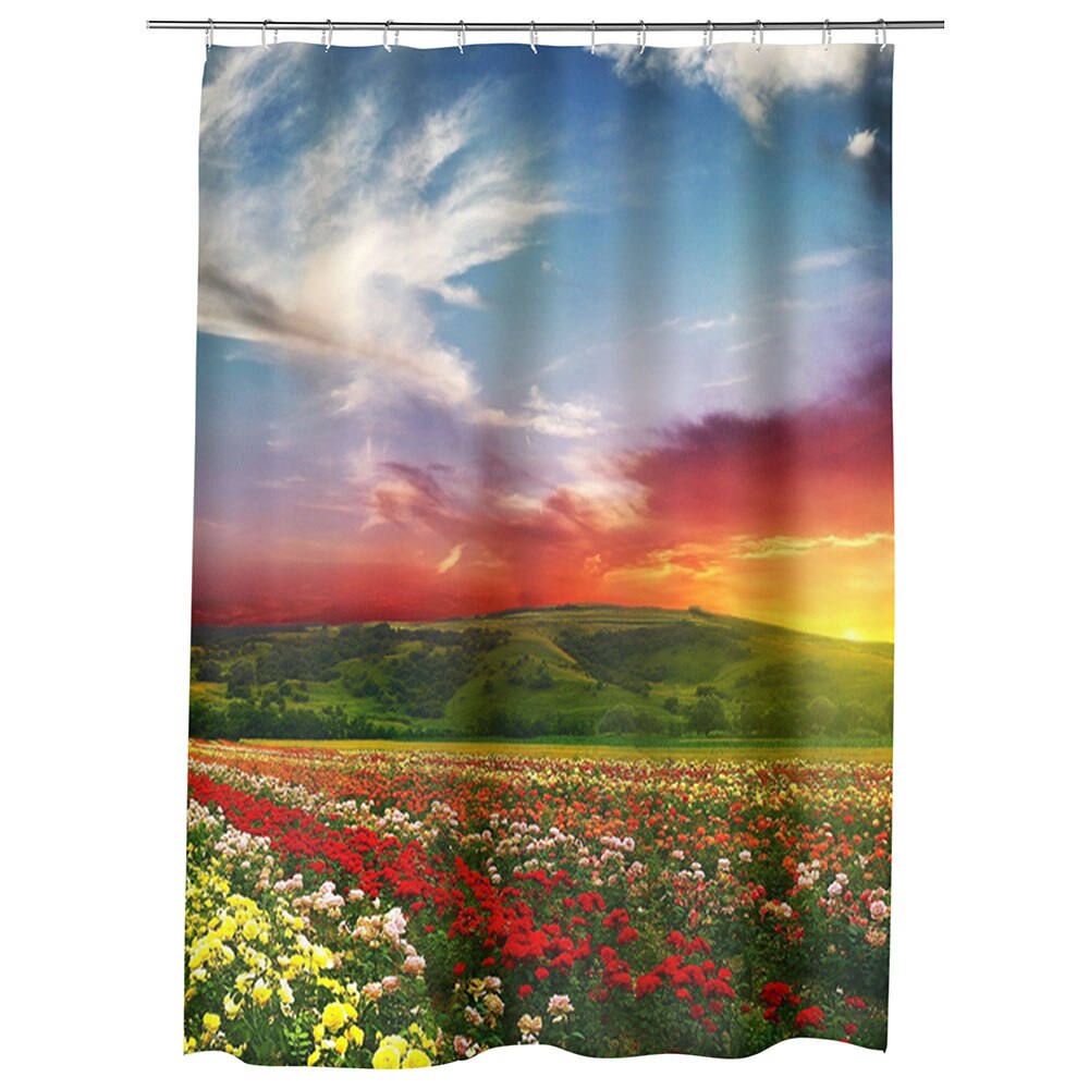 Perdea Dus, Cada, pentru Baie, Heartwork, Linie de flori, Model Multicolor, Decoratiuni Baie, 150 x 200 cm