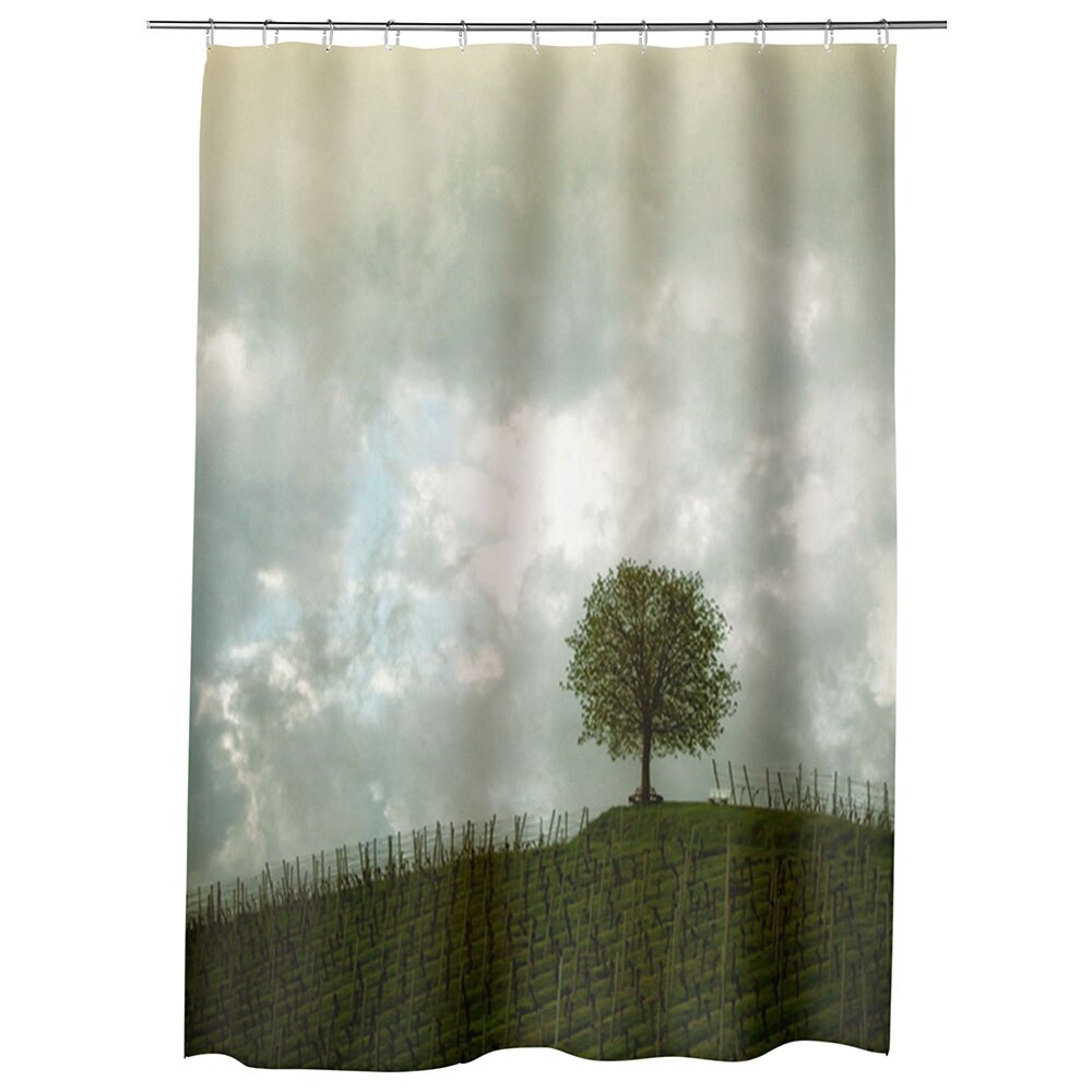 Perdea Dus, Cada, pentru Baie, Heartwork, Copac si nori, Model Multicolor, Decoratiuni Baie, 150 x 200 cm