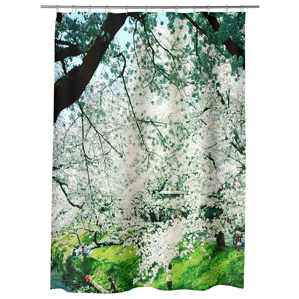 Perdea Dus, Cada, pentru Baie, Heartwork, Peisaj de primavara, Model Multicolor, Decoratiuni Baie, 150 x 200 cm