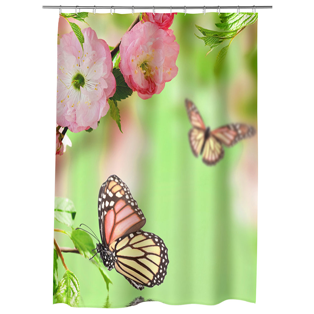 Perdea Dus, Cada, pentru Baie, Heartwork, Fluturasi, Model Multicolor, Decoratiuni Baie, 150 x 200 cm
