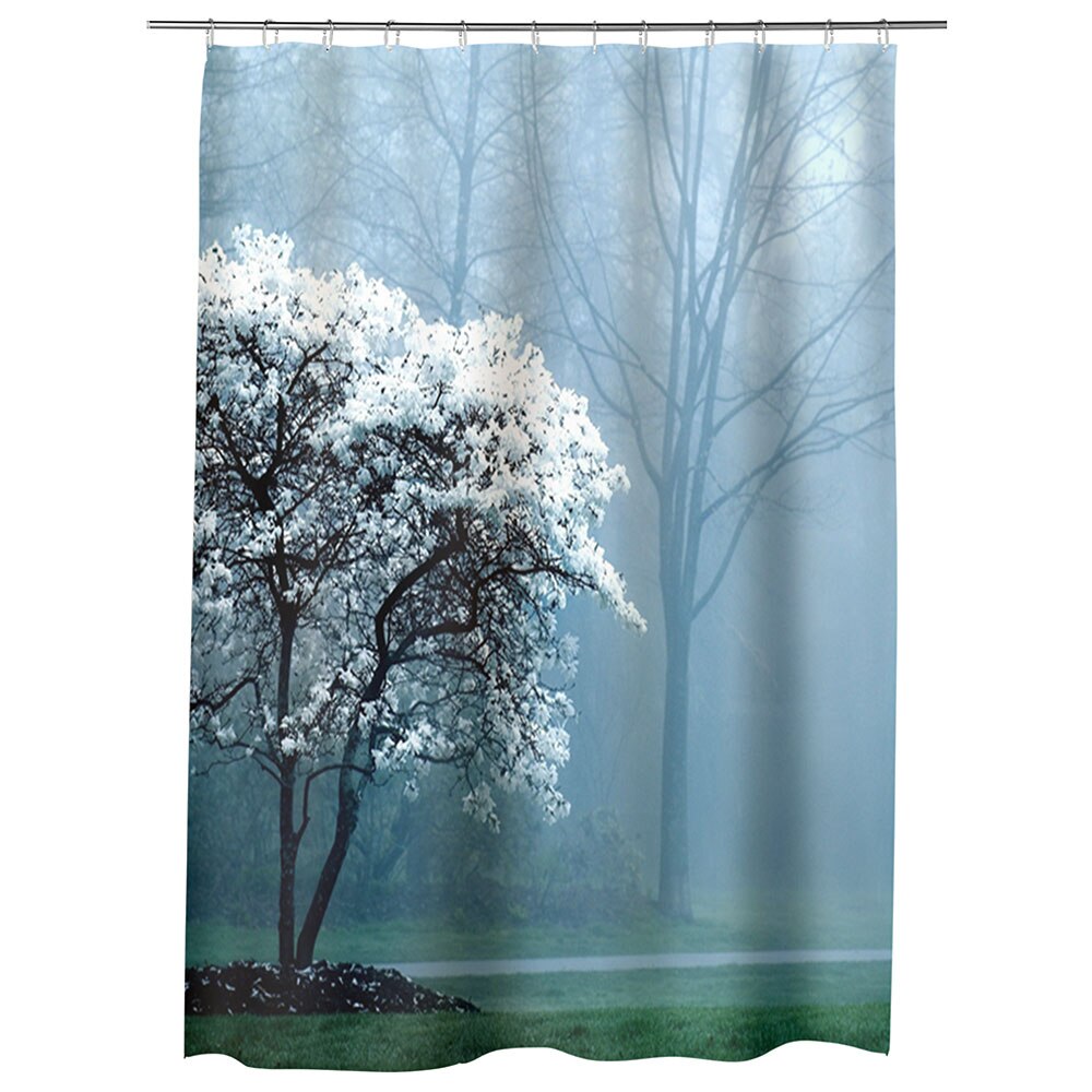 Perdea Dus, Cada, pentru Baie, Heartwork, copac alb, Model Multicolor, Decoratiuni Baie, 150 x 200 cm
