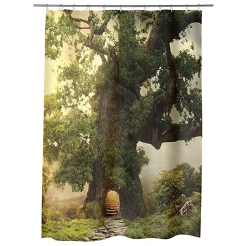 Perdea Dus, Cada, pentru Baie, Heartwork, Casa in copac, Model Multicolor, Decoratiuni Baie, 150 x 200 cm