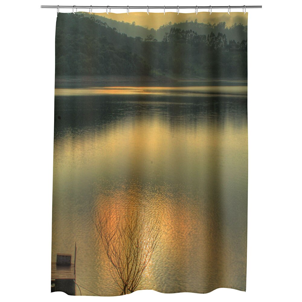 Perdea Dus, Cada, pentru Baie, Heartwork, Apusul in lac, Model Multicolor, Decoratiuni Baie, 150 x 200 cm