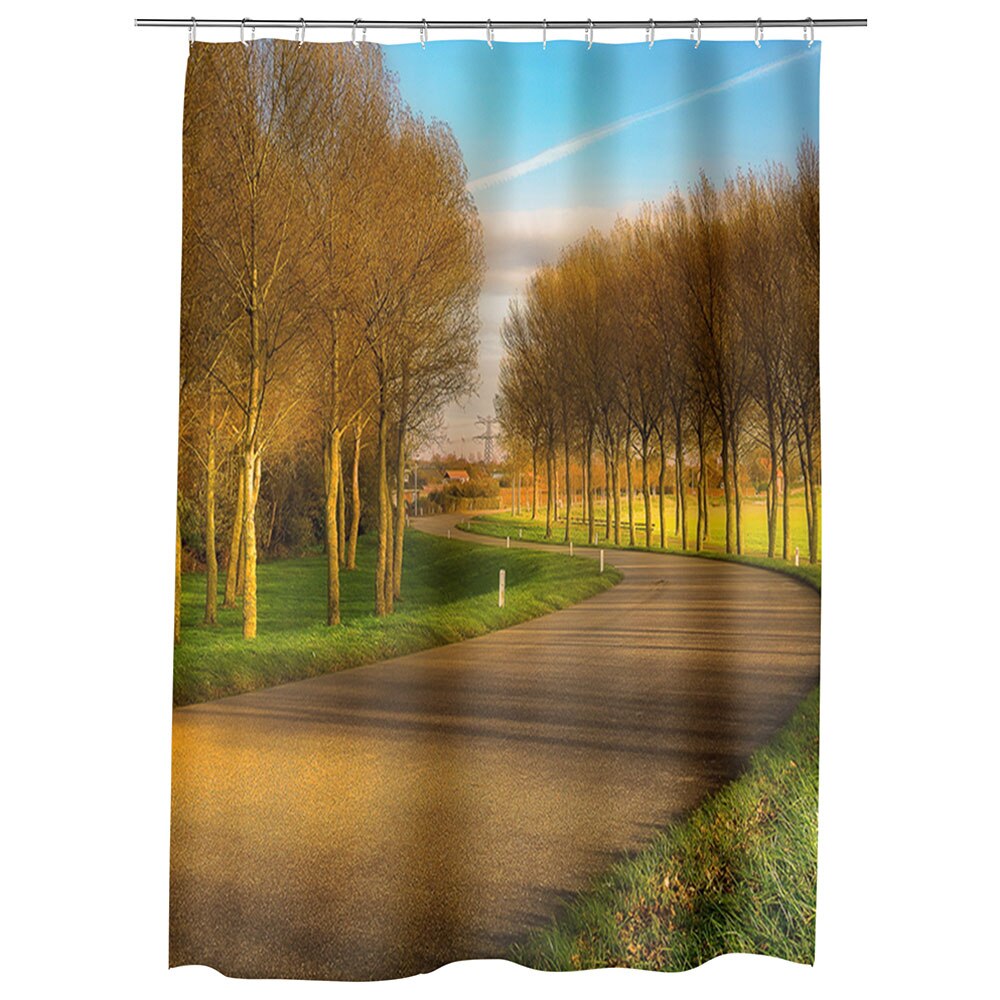 Perdea Dus, Cada, pentru Baie, Heartwork, Drum printre puieti, Model Multicolor, Decoratiuni Baie, 150 x 200 cm