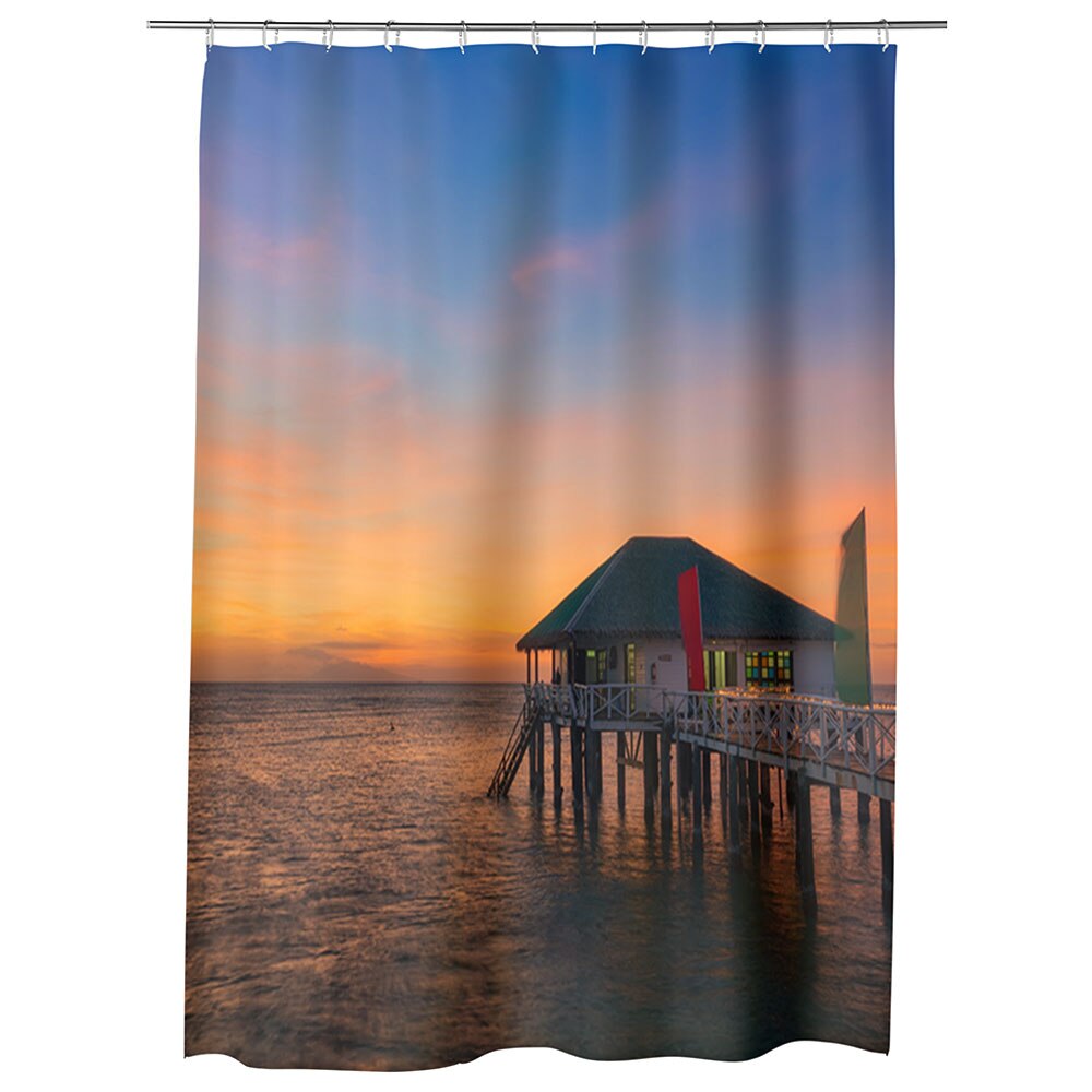 Perdea Dus, Cada, pentru Baie, Heartwork, Casa pe ponton, Model Multicolor, Decoratiuni Baie, 150 x 200 cm