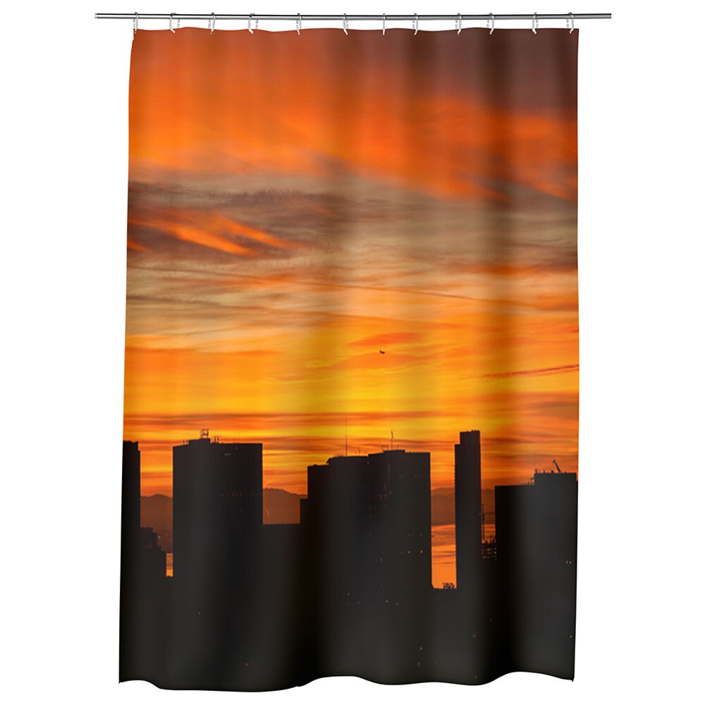 Perdea Dus, Cada, pentru Baie, Heartwork, Blocuri inalte, Model Multicolor, Decoratiuni Baie, 150 x 200 cm