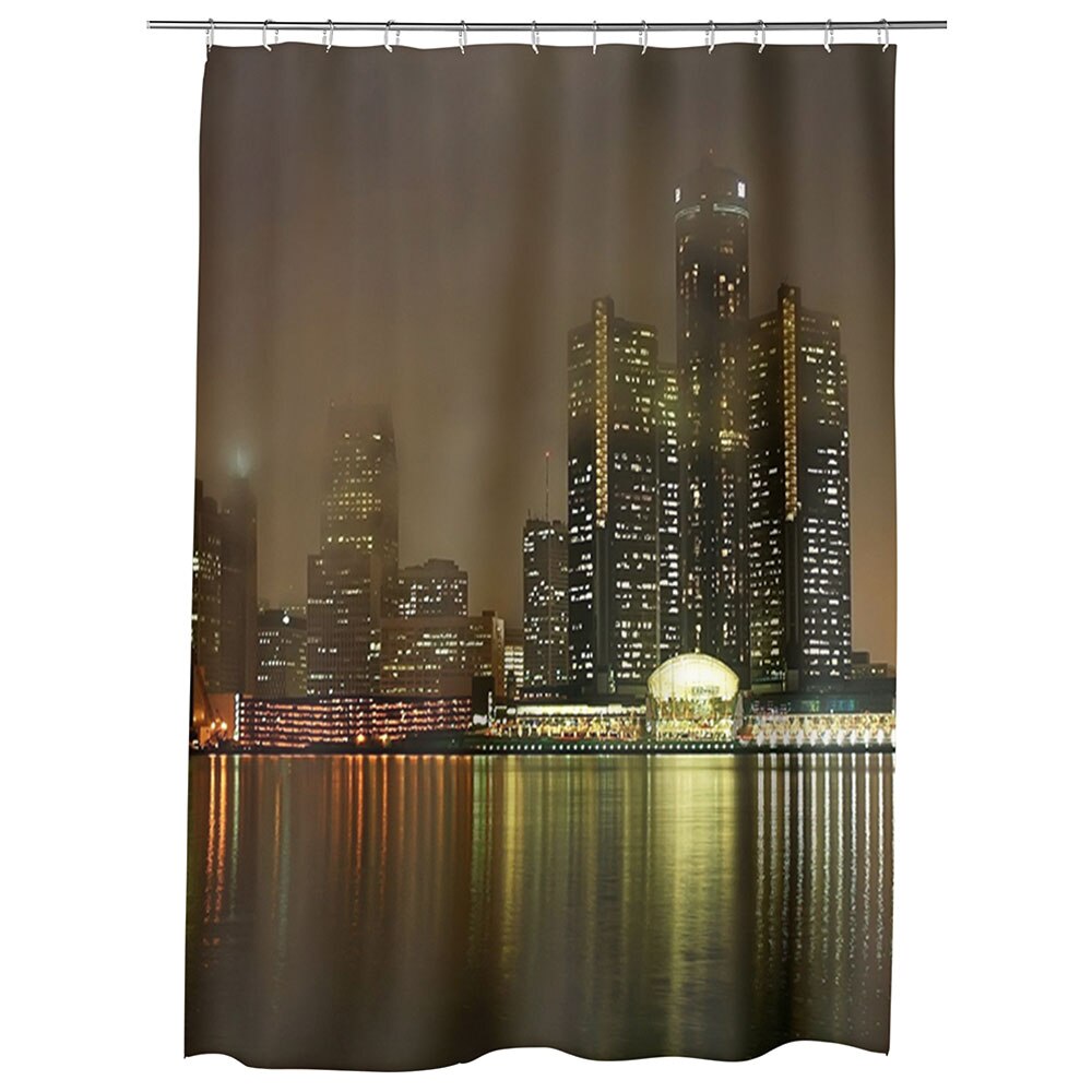 Perdea Dus, Cada, pentru Baie, Heartwork, Oglindirea orasului, Model Multicolor, Decoratiuni Baie, 150 x 200 cm