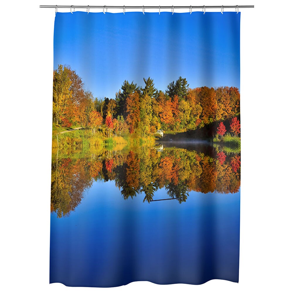 Perdea Dus, Cada, pentru Baie, Heartwork, Albastru inchis al lacului, Model Multicolor, Decoratiuni Baie, 150 x 200 cm