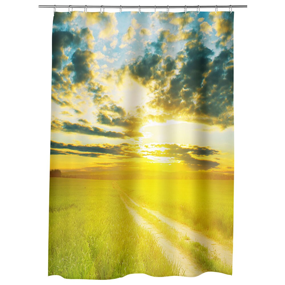 Perdea Dus, Cada, pentru Baie, Heartwork, Apus peste drum, Model Multicolor, Decoratiuni Baie, 150 x 200 cm