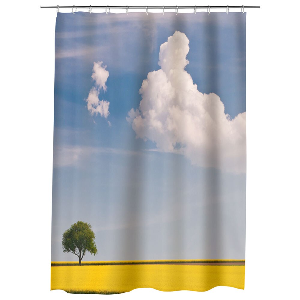 Perdea Dus, Cada, pentru Baie, Heartwork, Linie galbena, Model Multicolor, Decoratiuni Baie, 150 x 200 cm
