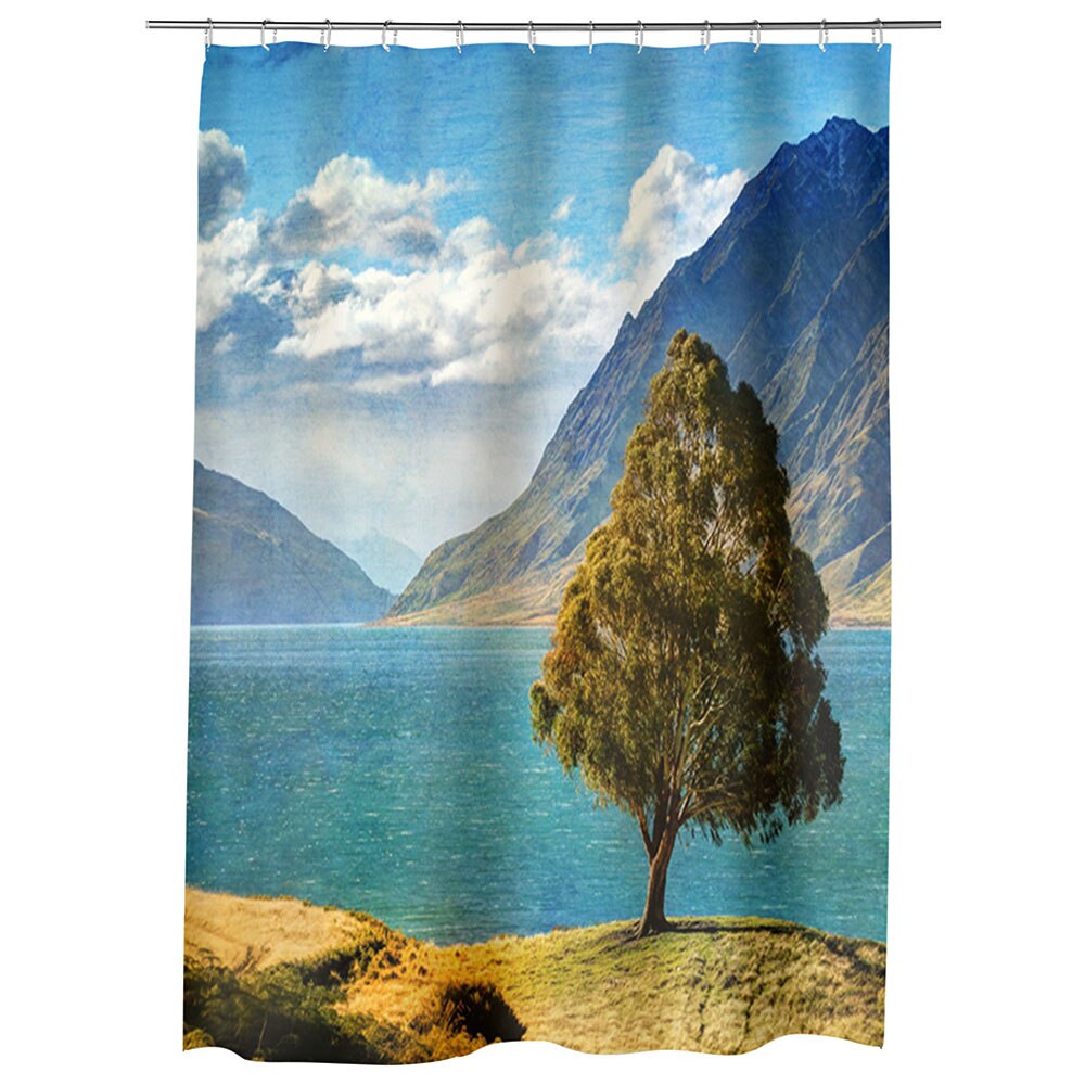 Perdea Dus, Cada, pentru Baie, Heartwork, Copacel pe stanca, Model Multicolor, Decoratiuni Baie, 150 x 200 cm