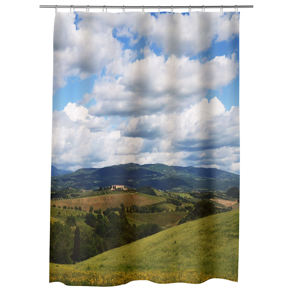 Perdea Dus, Cada, pentru Baie, Heartwork, Viata la tara, Model Multicolor, Decoratiuni Baie, 150 x 200 cm