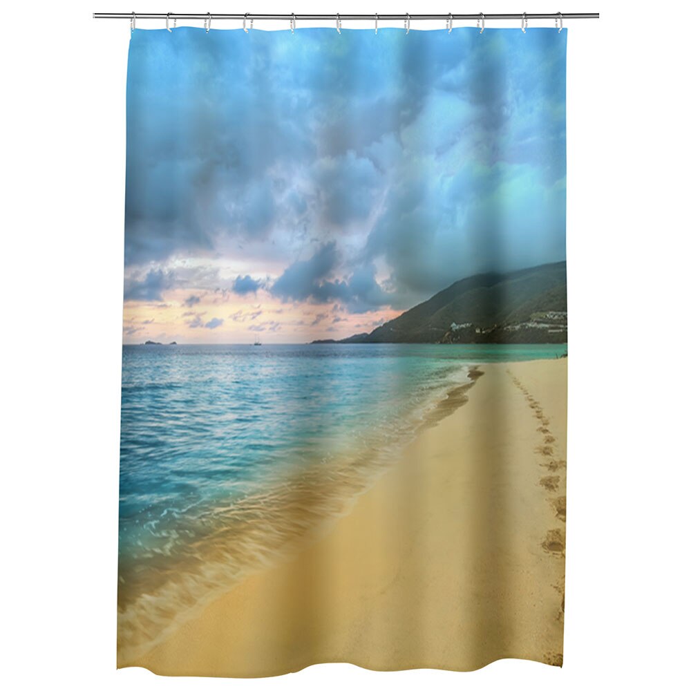 Perdea Dus, Cada, pentru Baie, Heartwork, Urme de pasi, Model Multicolor, Decoratiuni Baie, 150 x 200 cm