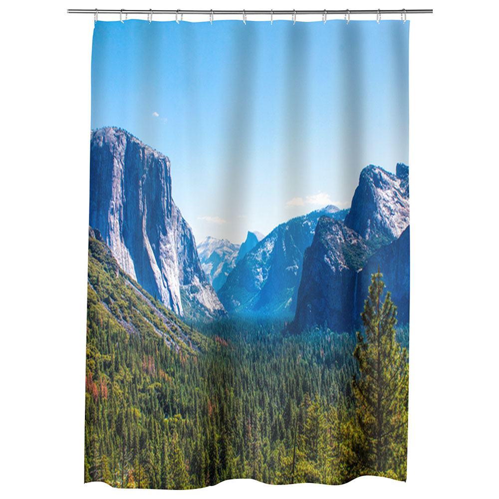 Perdea Dus, Cada, pentru Baie, Heartwork, Valea dintre munti, Model Multicolor, Decoratiuni Baie, 150 x 200 cm